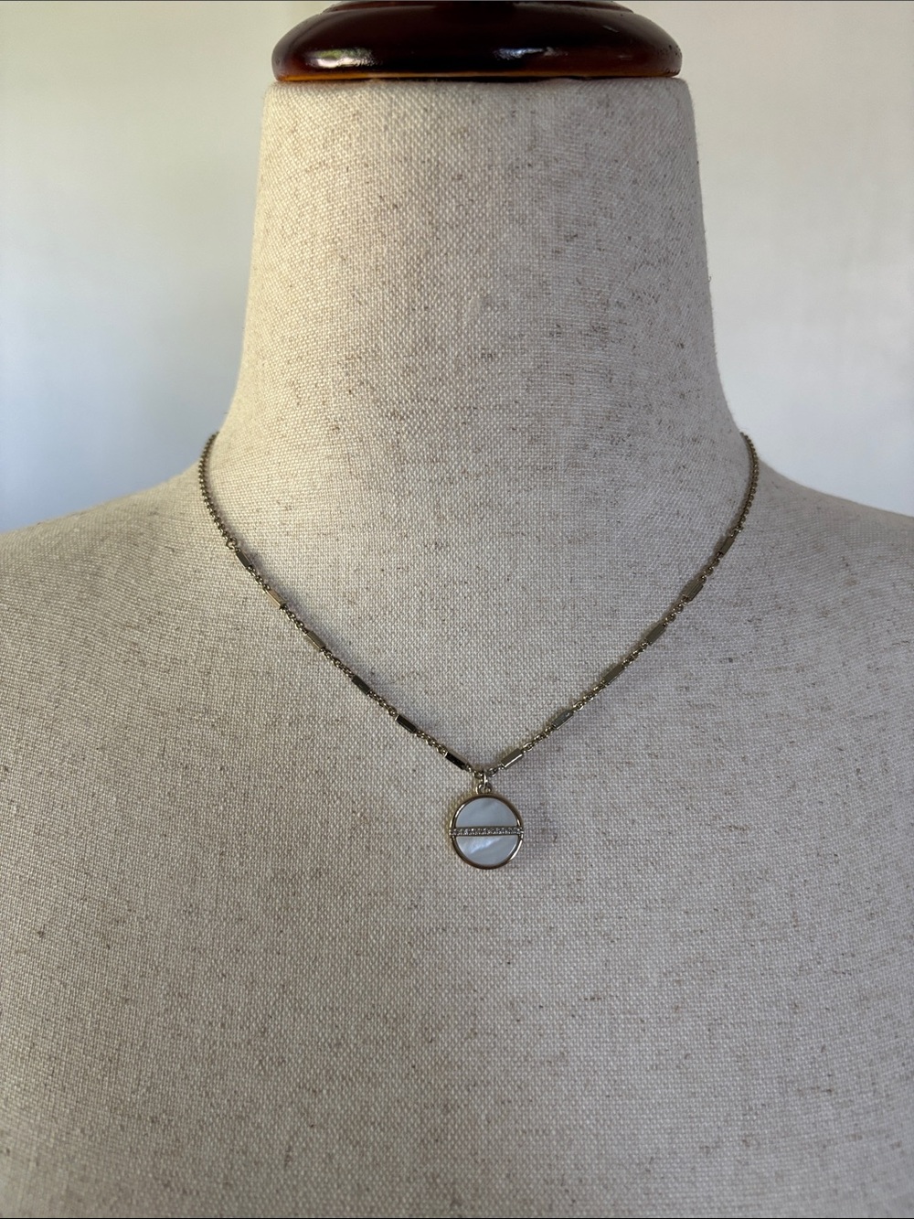 Banana Republic Gold-Tone Circle Pendant with White Inset